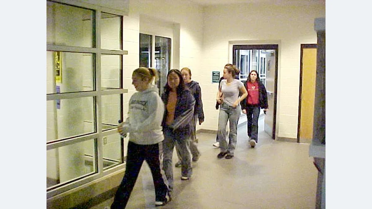 People participating in a fire drill