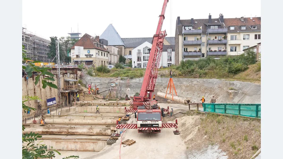 Lifting operation at a construction worksite